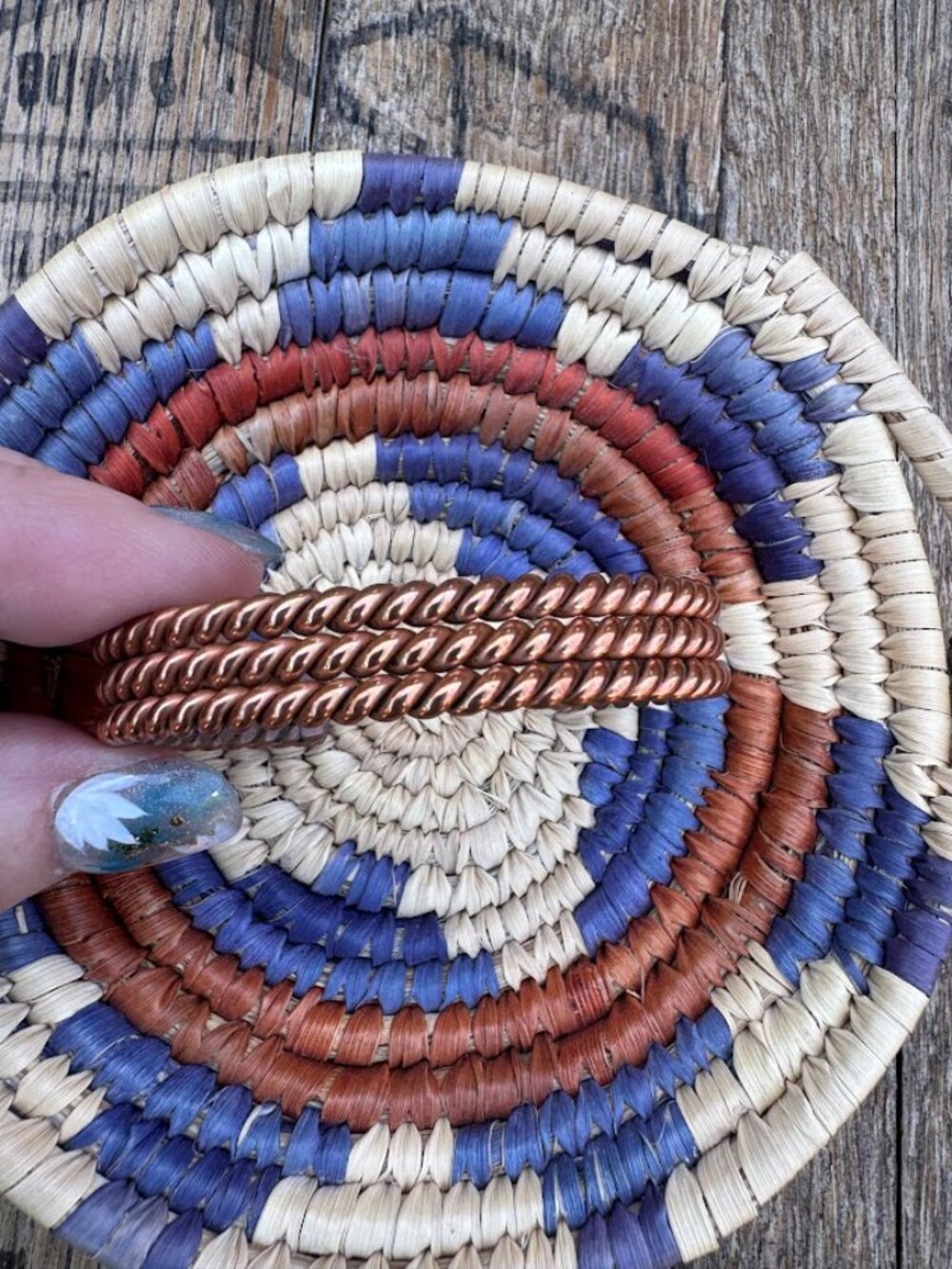 Navajo Twisted Wire Copper Cuff Bracelet | 3 Strand Southwestern Cuff 6.5"